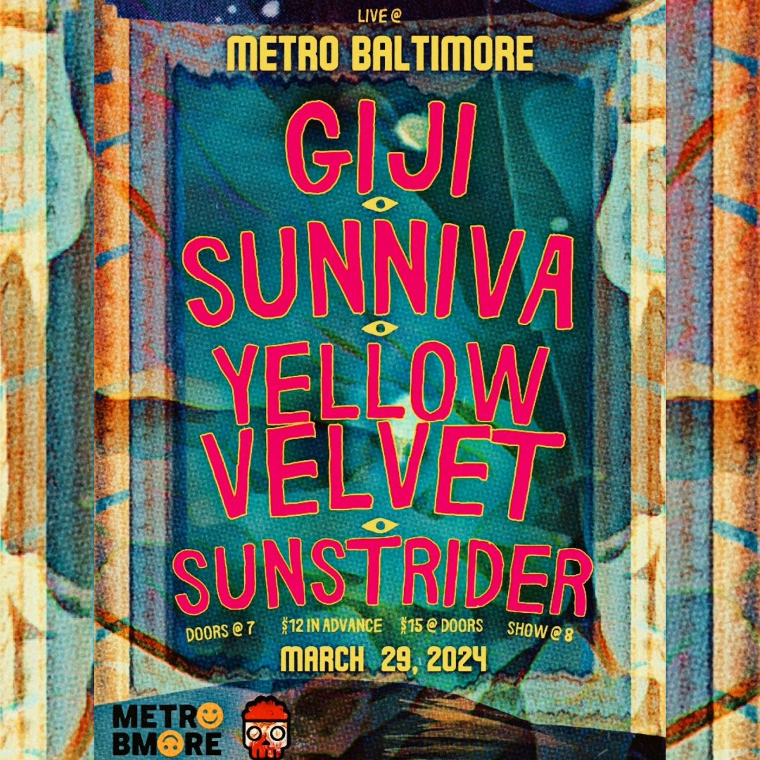 GIJI w/ Sunniva, Yellow Velvet and Sunstrider Tickets, $17.51, 29 Mar @  Metro Baltimore, Baltimore