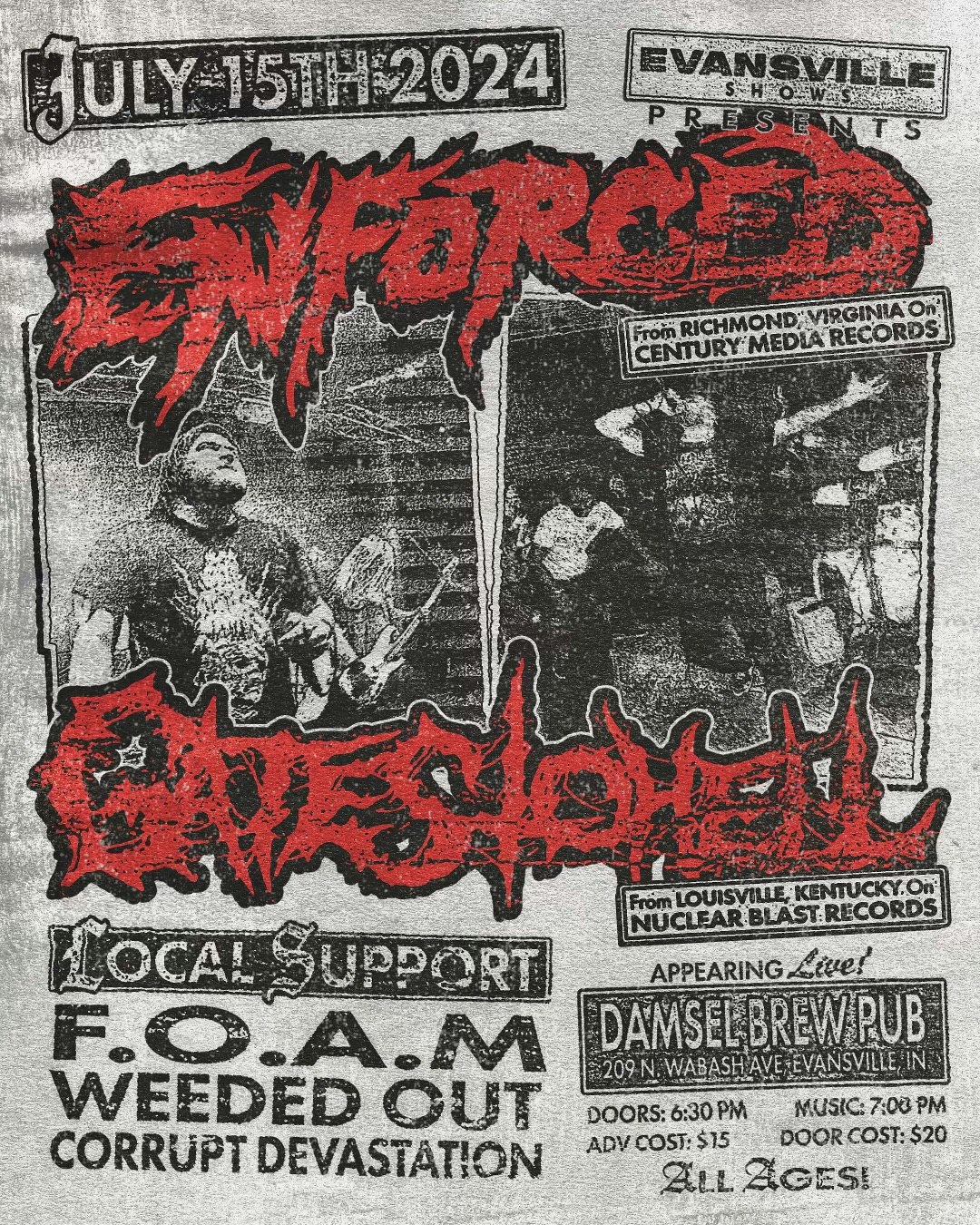 Enforced, Gates to Hell, + Locals Tickets 17 15 Jul Damsel Brew