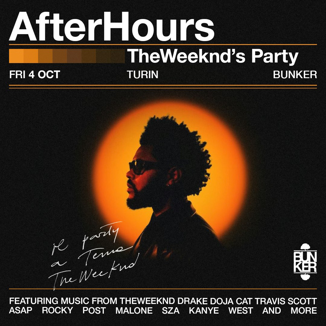 Afterhours, The Weekend's Party Bunker Torino Tickets €9.20 4 Oct