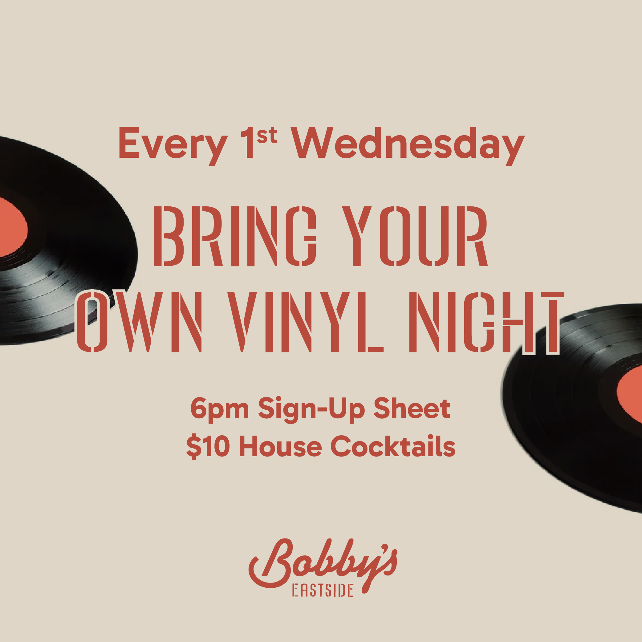 Bring Your Own Vinyl Night @ Bobby's Eastside