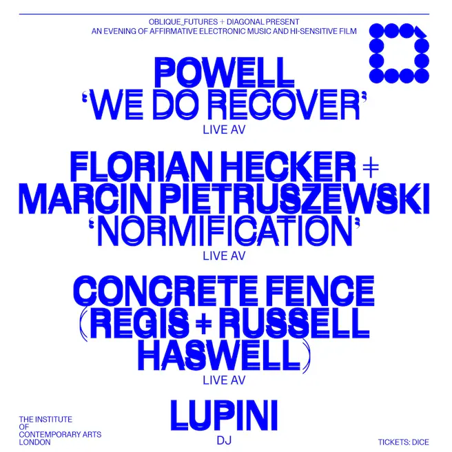 Powell (live AV), Florian Hecker & Marcin Pietruszewski (Live AV), Regis & Russell Haswell (Live AV), Lupini (...