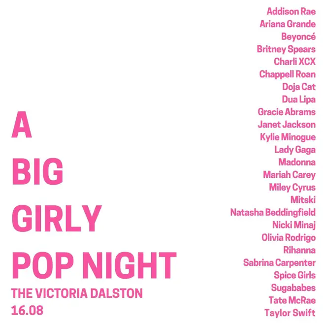 A BIG GIRLY POP NIGHT