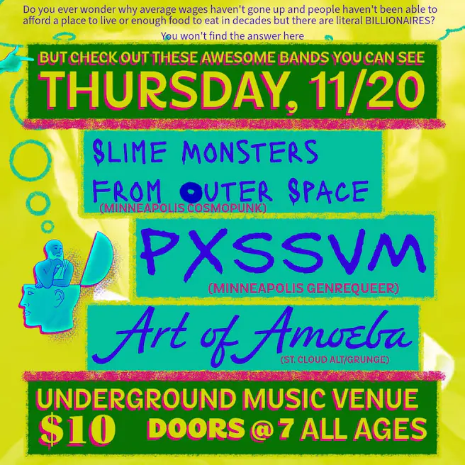 Slime Monsters from Outer Space, PXSSVM, and Art of Amoeba