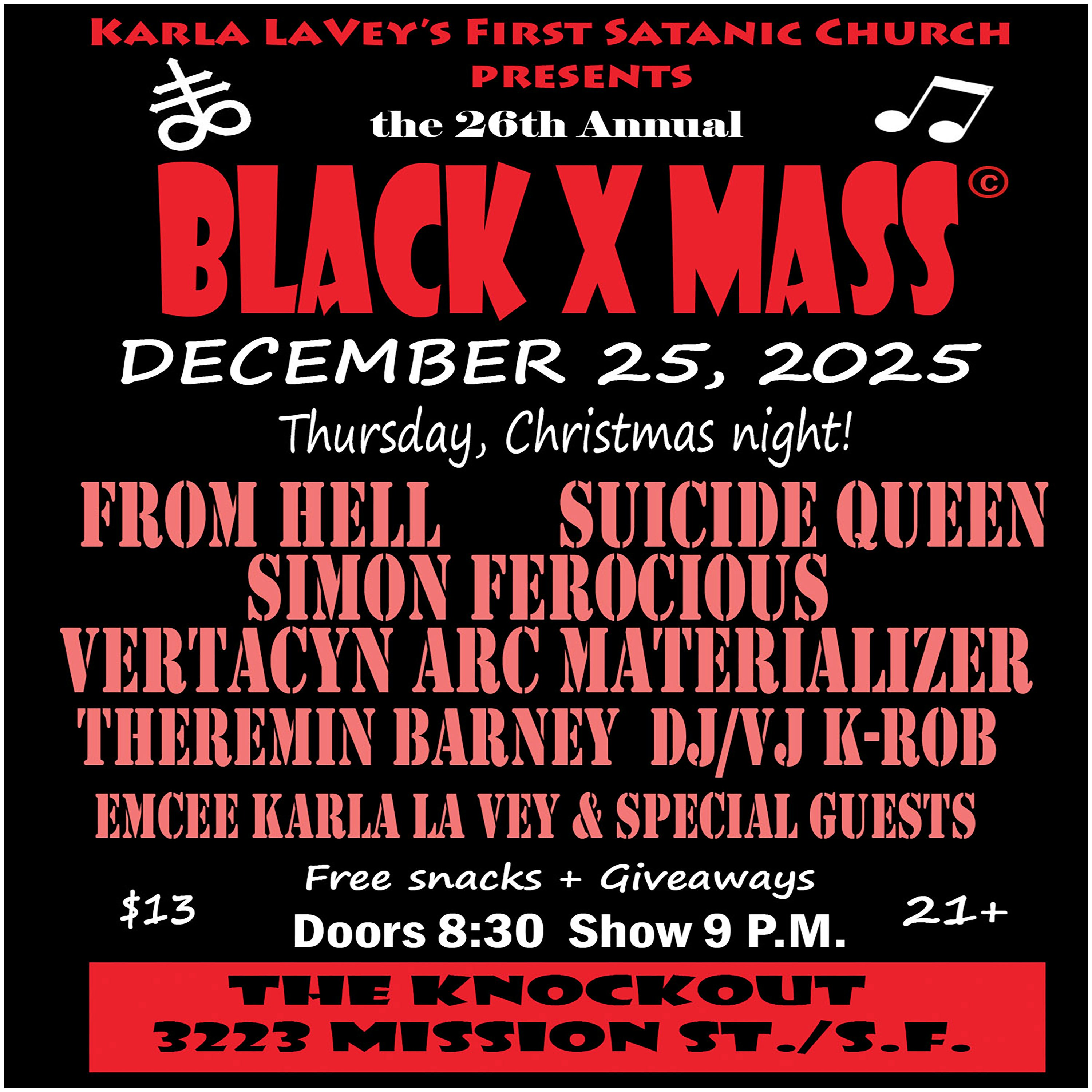 YOU ARE INVITED TO THE 26TH ANNUAL BLACK X-MASS CELEBRATION
