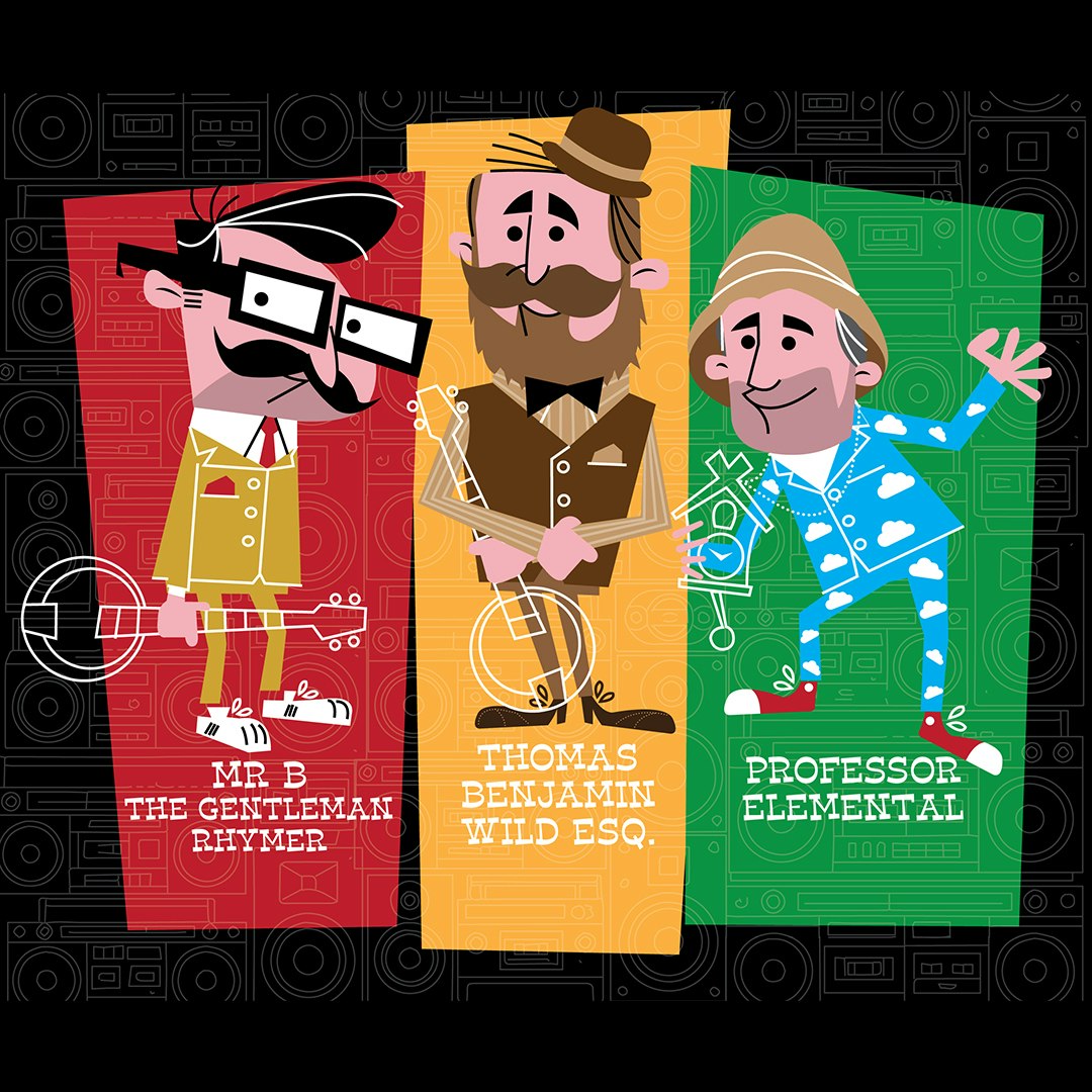 Photo of Professor Elemental + Mr B The Gentleman Rhymer + Thomas Benjamin Wild Esq.