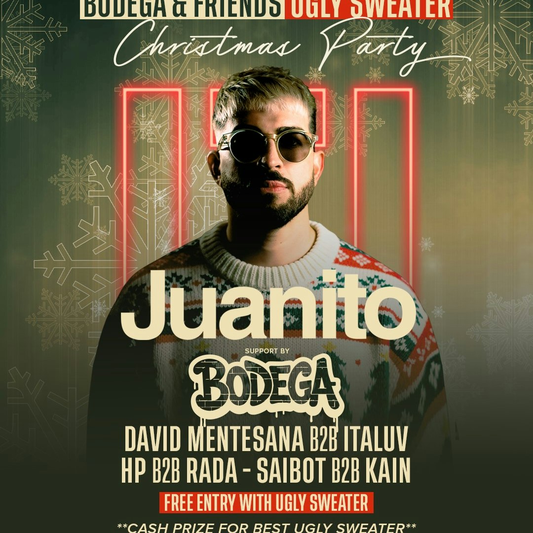 Photo of BODEGA & FRIENDS UGLY SWEATER CHRISTMAS W/ JUANITO, DAVID MENTESANA