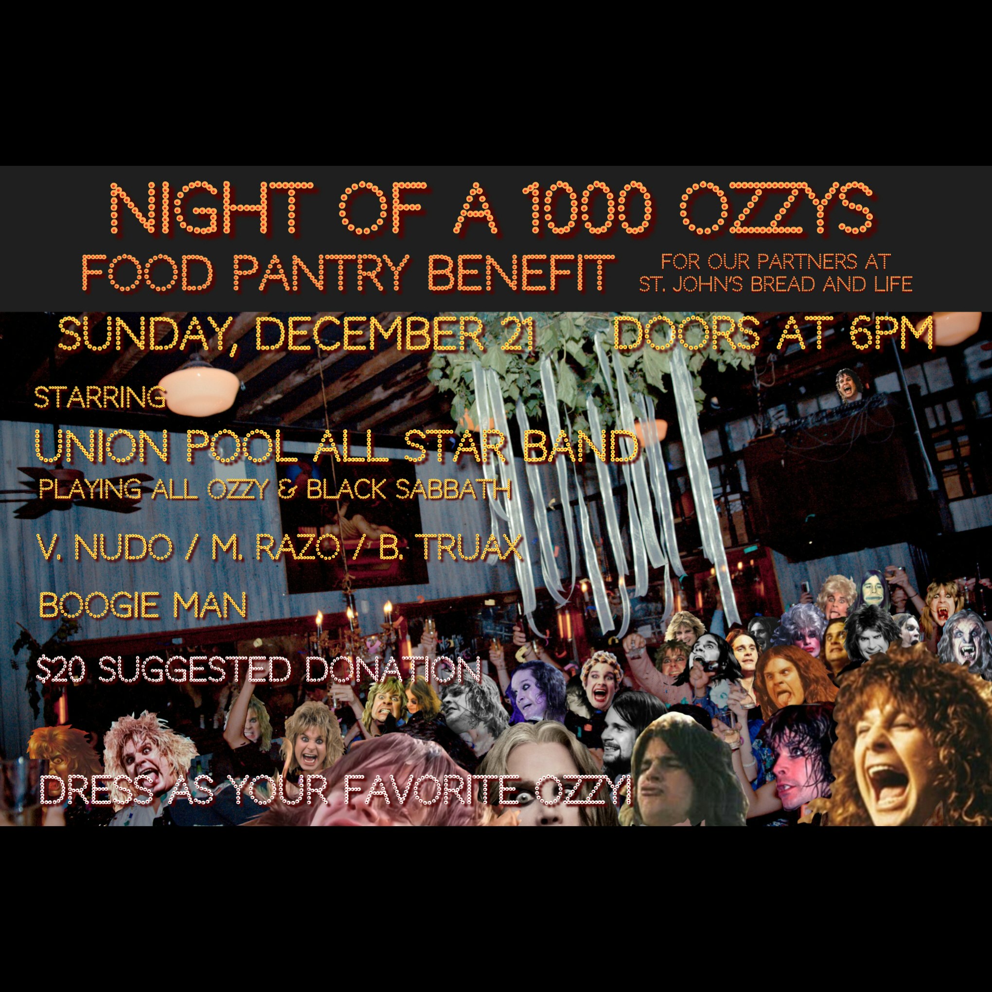 Night of a 1000 OZZYs: Food pantry benefit for our partners at St John’s Bread & Life