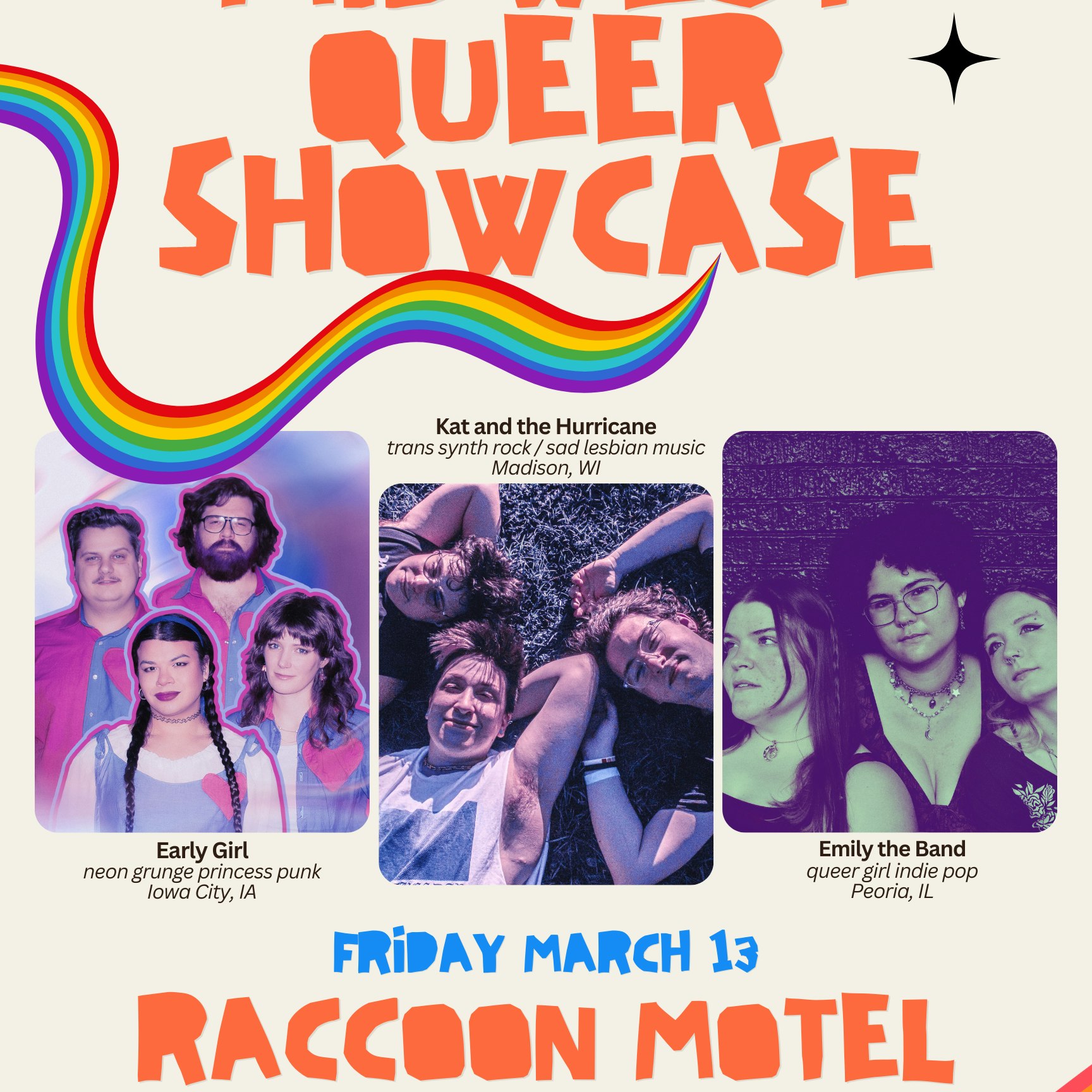 Photo of MIDWEST QUEER SHOWCASE :: KAT AND THE HURRICANE w/EARLY GIRL & EMILY THE BAND