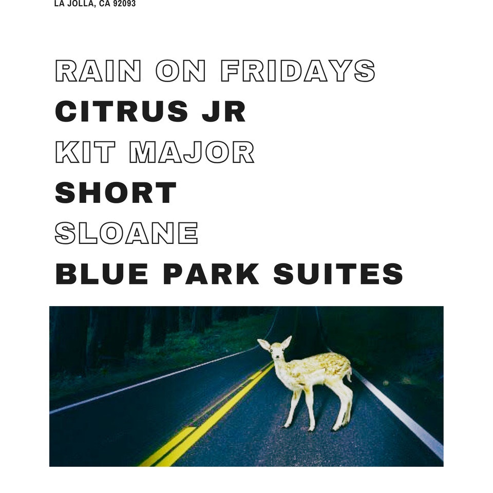 Photo of Rain on Fridays, Citrus Jr, Kit Major, Shorts, Sloane, Blue Park Suites