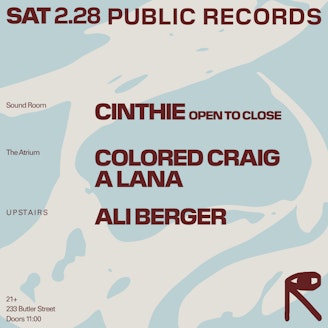 Image for Club, Sound Room The Atrium Upstairs Cinthie / Colored Craig + A lana / Ali Berger