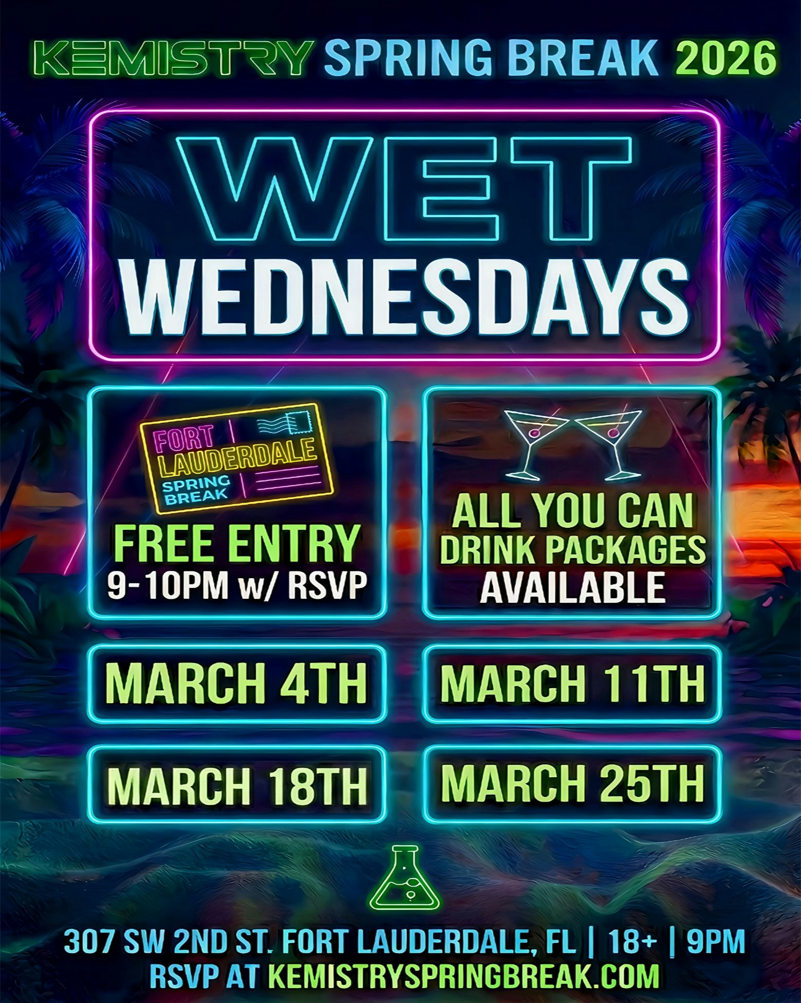 SPRING BREAK : WET WEDNESDAYS Tickets | From Free | 25 Mar @ Kemistry ...