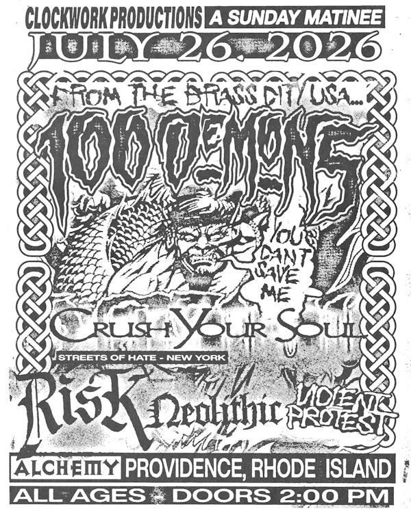 100 Demons, Revenge, Risk, Neolithic, Violent Protest