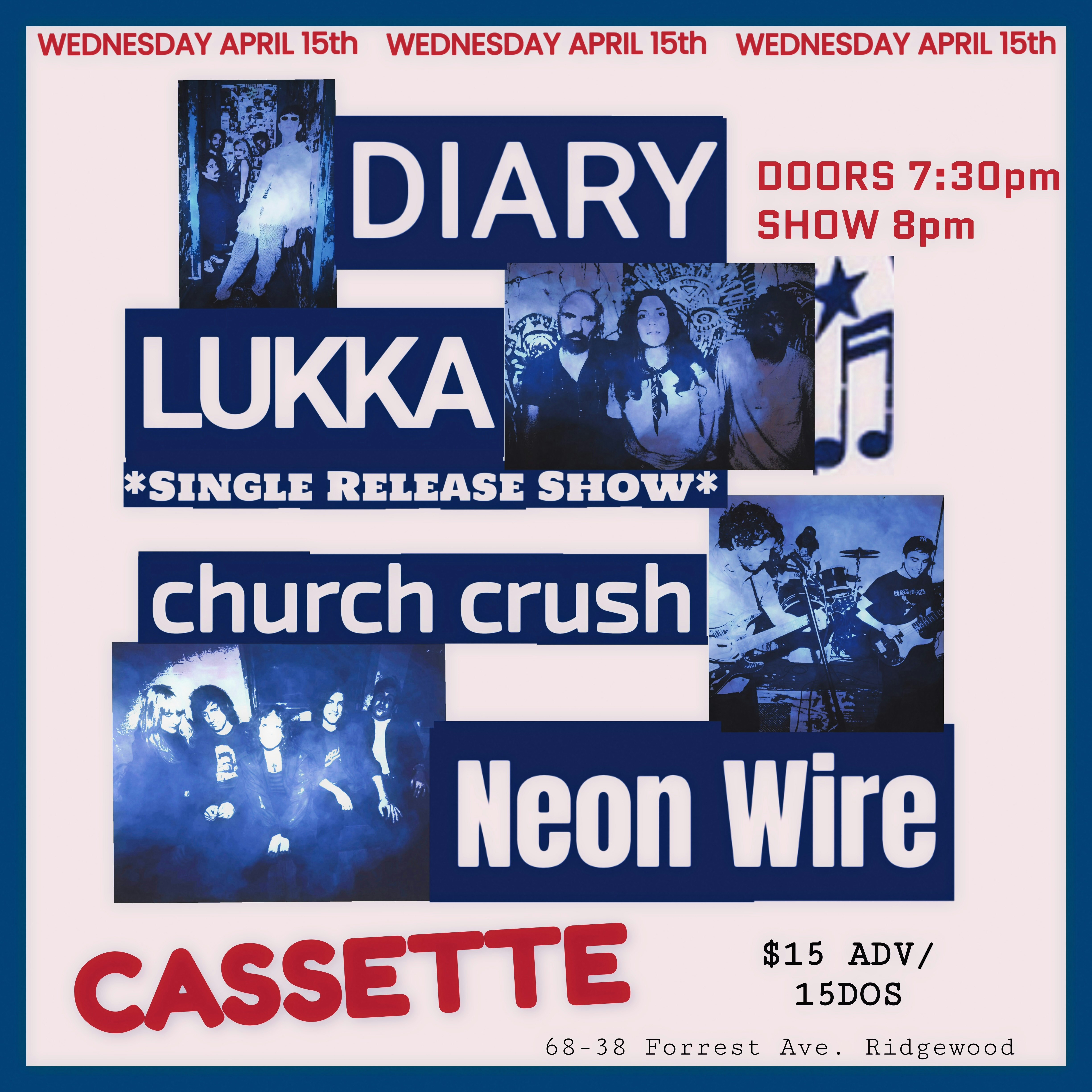 Photo of DIARY, LUKKA, CHURCH CRUSH, NEON WIRE
