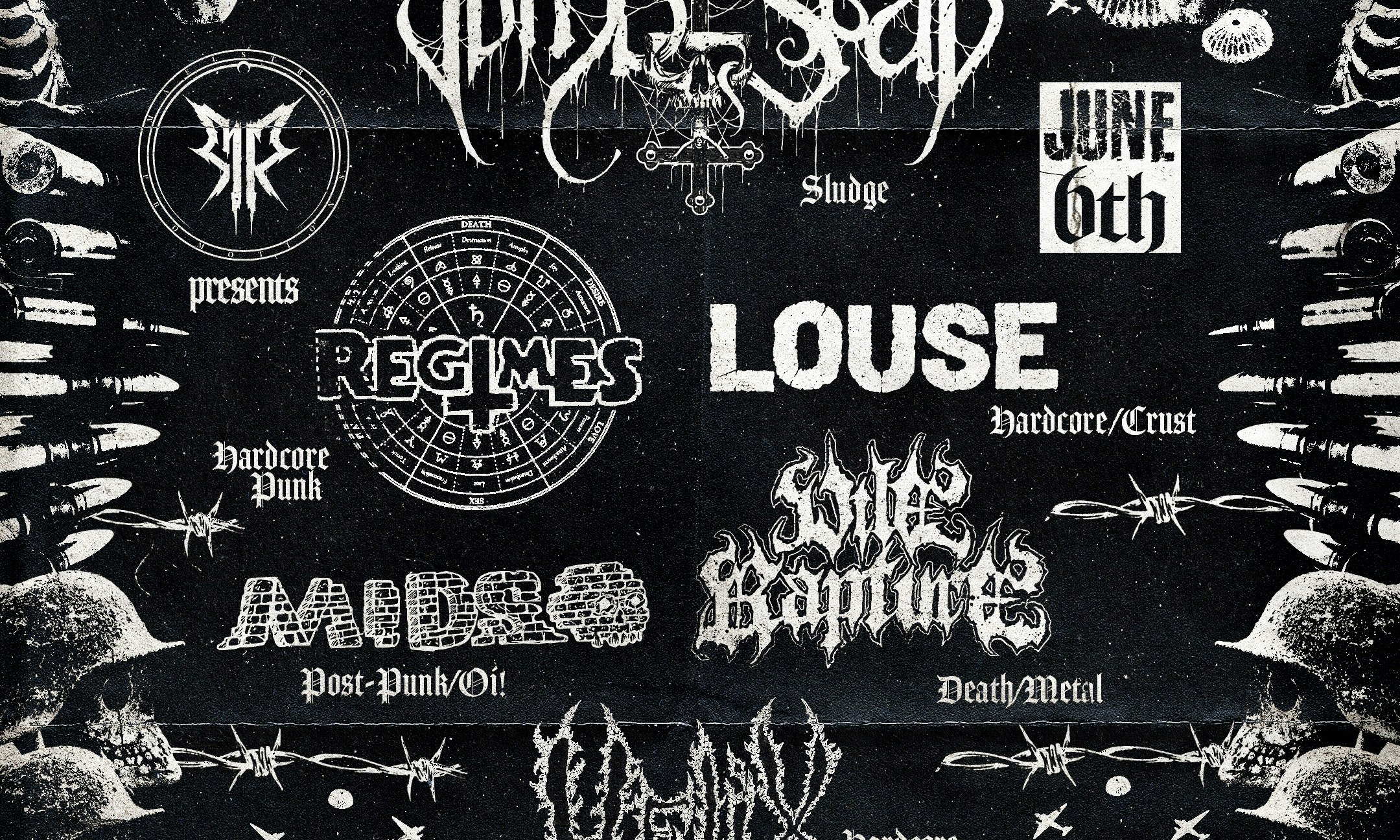 Feral State, Tomb Slab, Regimes, Louse, Vile Rapture, Helix, Mids