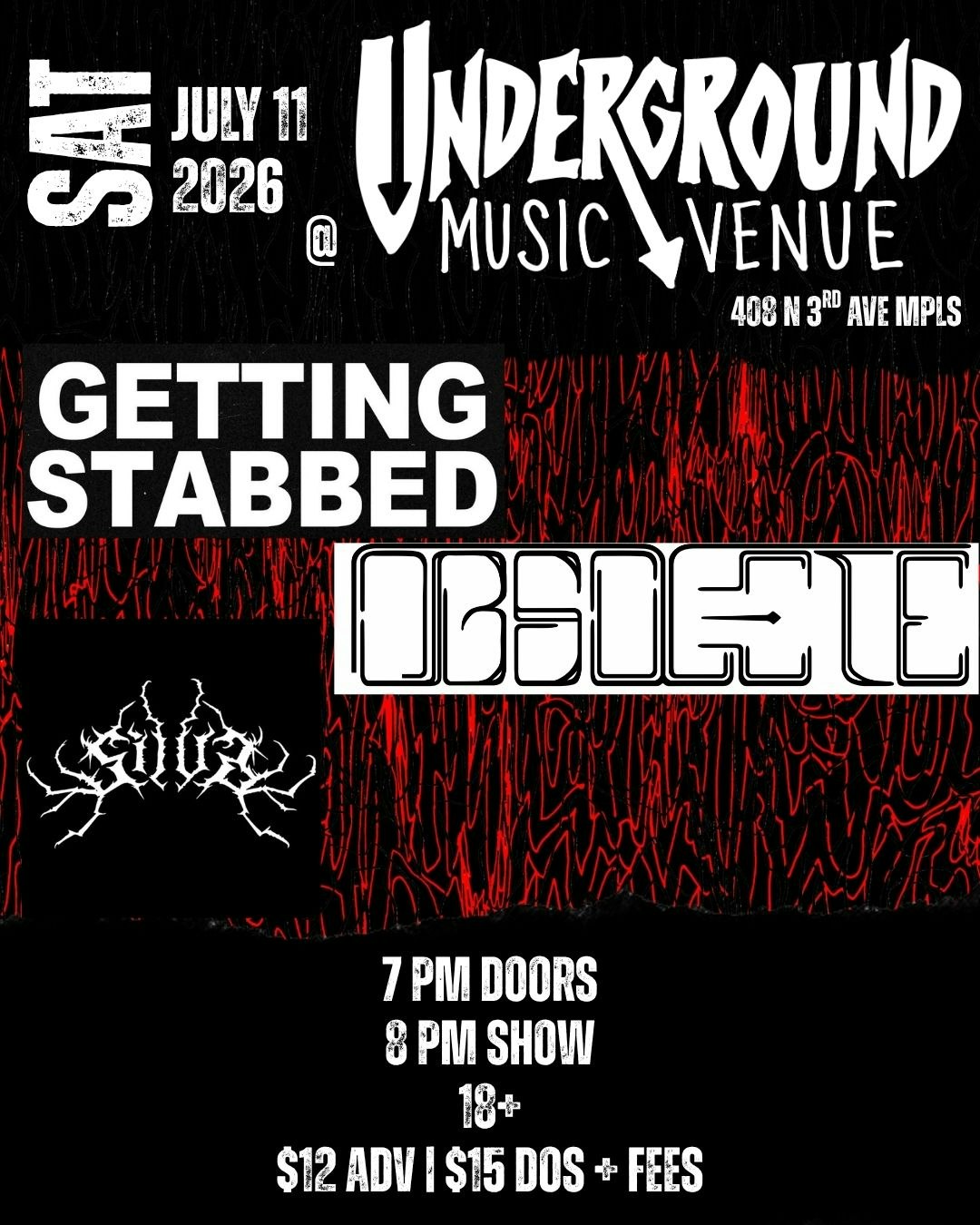 Getting Stabbed, Obsolete, & Silva Tickets | $15.58 | 11 Jul