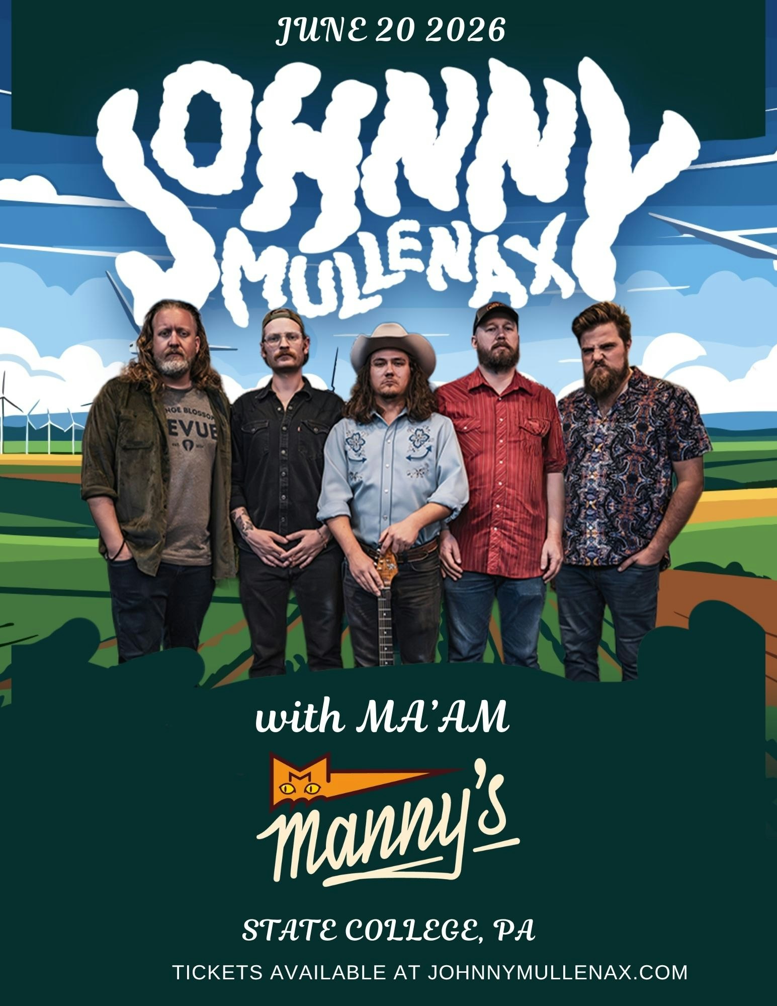 Johnny Mullenax w/ Ma'am Tickets | $18.54 | 20 Jun @ Manny's