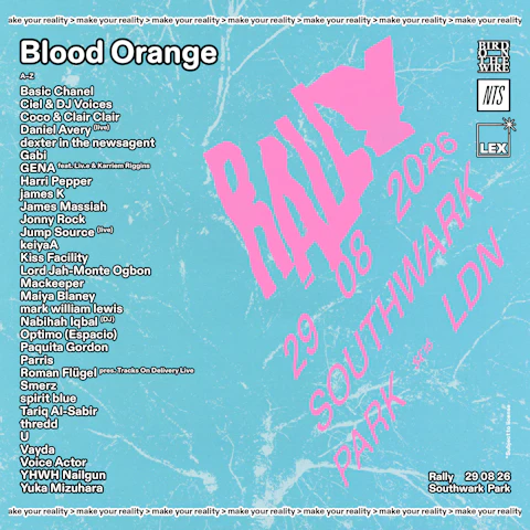 RALLY 2026: Blood Orange, Smerz, Daniel Avery, james K, Coco & Clair Clair, Optimo & more