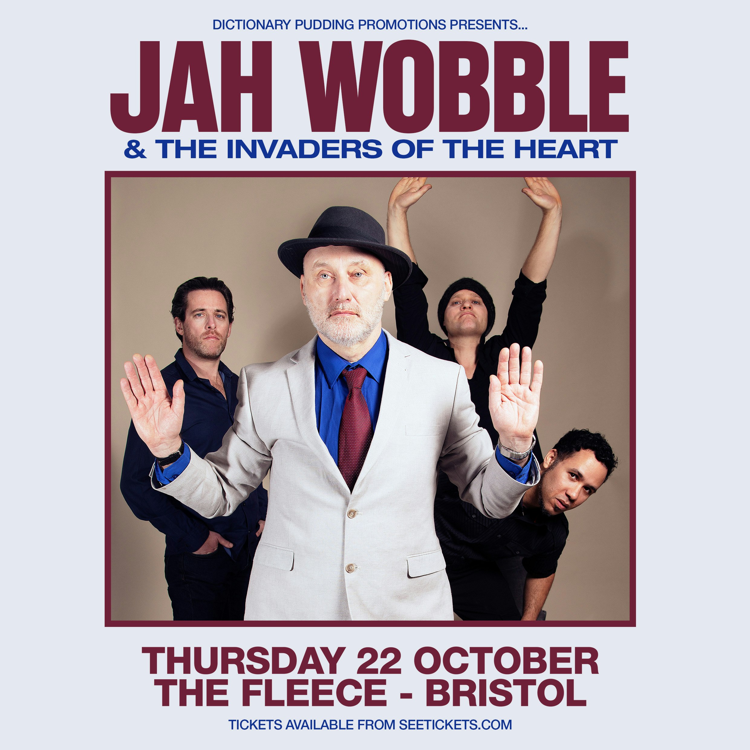 Jah Wobble and the Invaders of the Heart Tickets | £27.50 | 22 Oct
