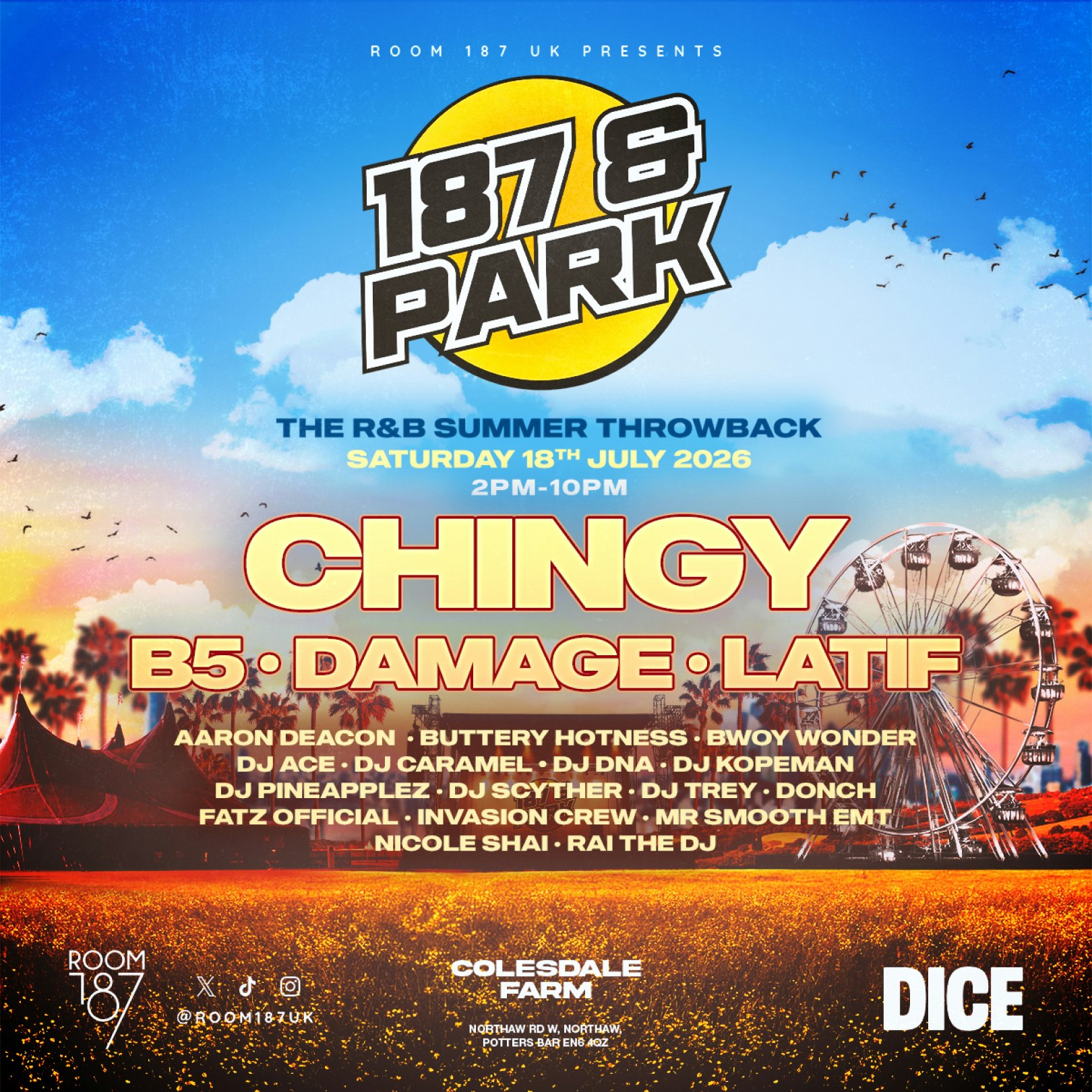 187 and Park 2026 Tickets | From £50 | 18 Jul @ Colesdale Farm
