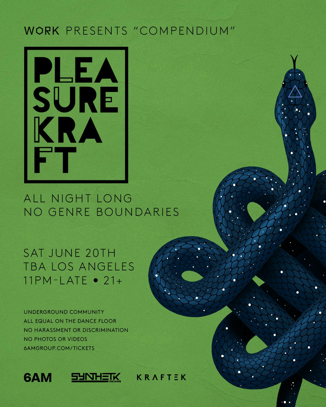 WORK presents Compendium: Pleasurekraft [All Night Long] Tickets