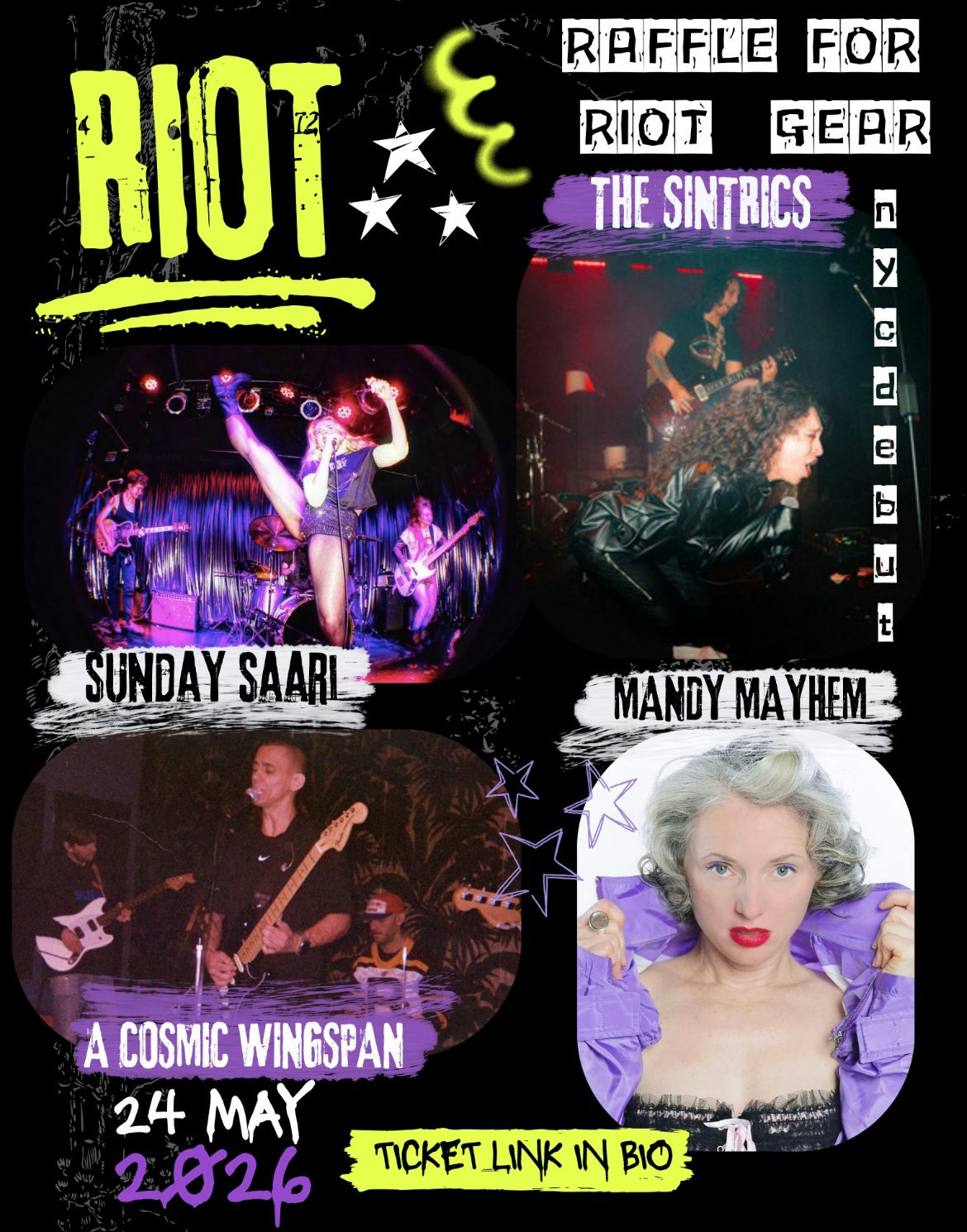 THE SINTRICS / SUNDAY SAARI / MANDY MAYHEM/A COSMIC WINGSPAN