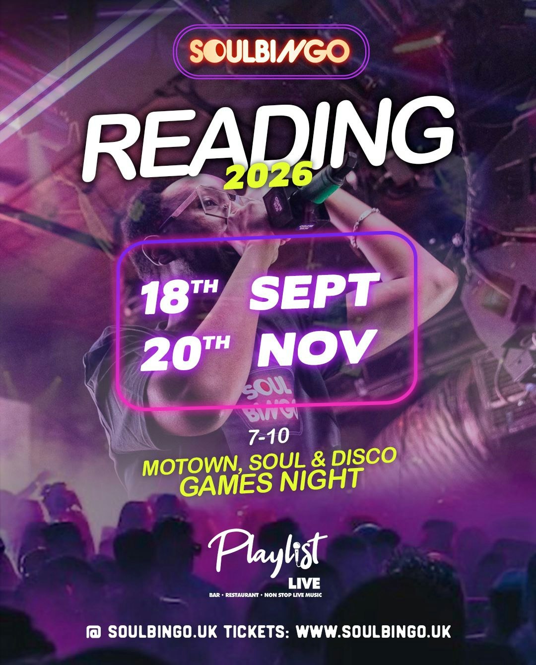 Soul Bingo Reading | 18th September 2026 at Playlist Live, Reading