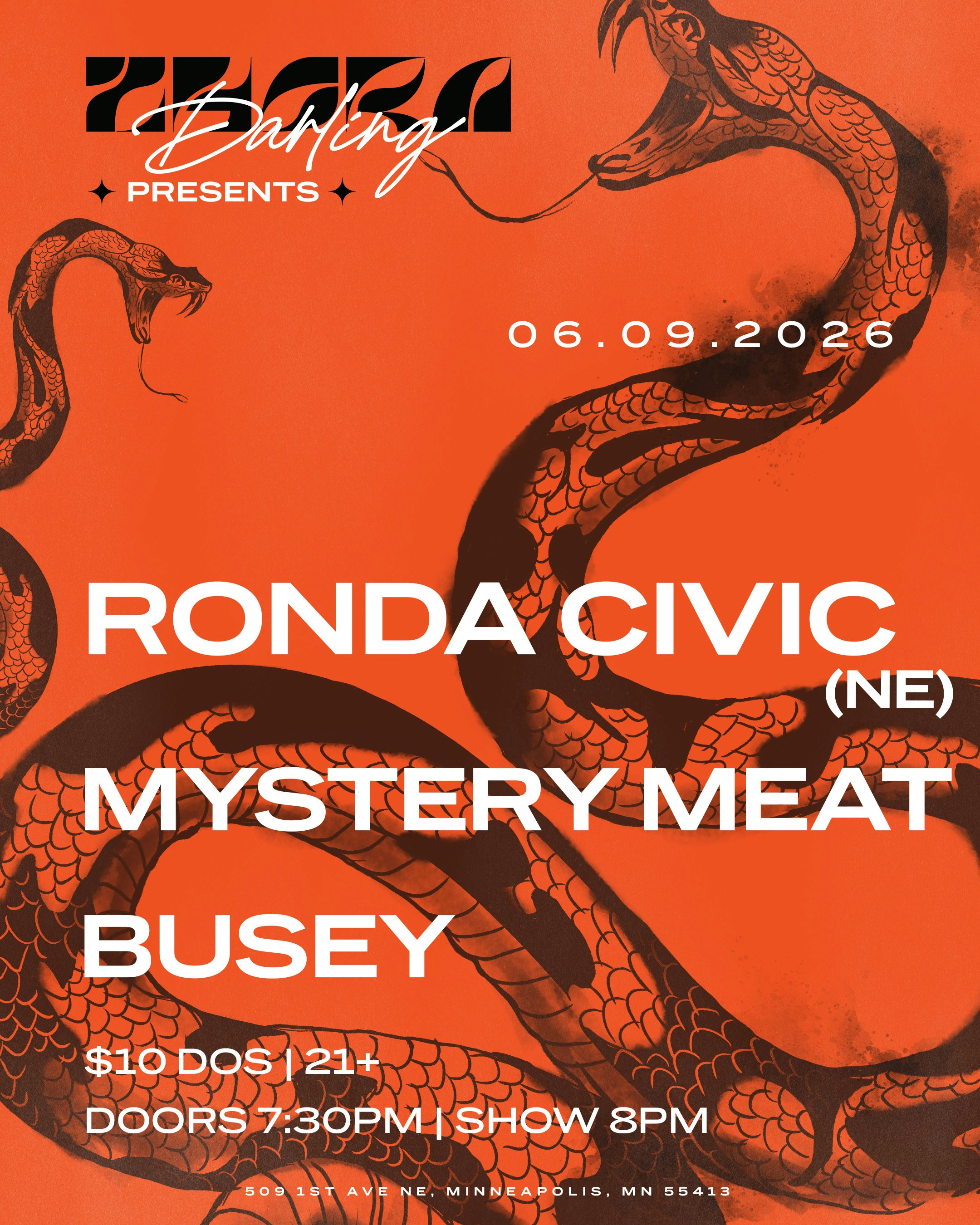 Ronda Civic (NE), Mystery Meat, & Busey Tickets | $12.70 | 9 Jun