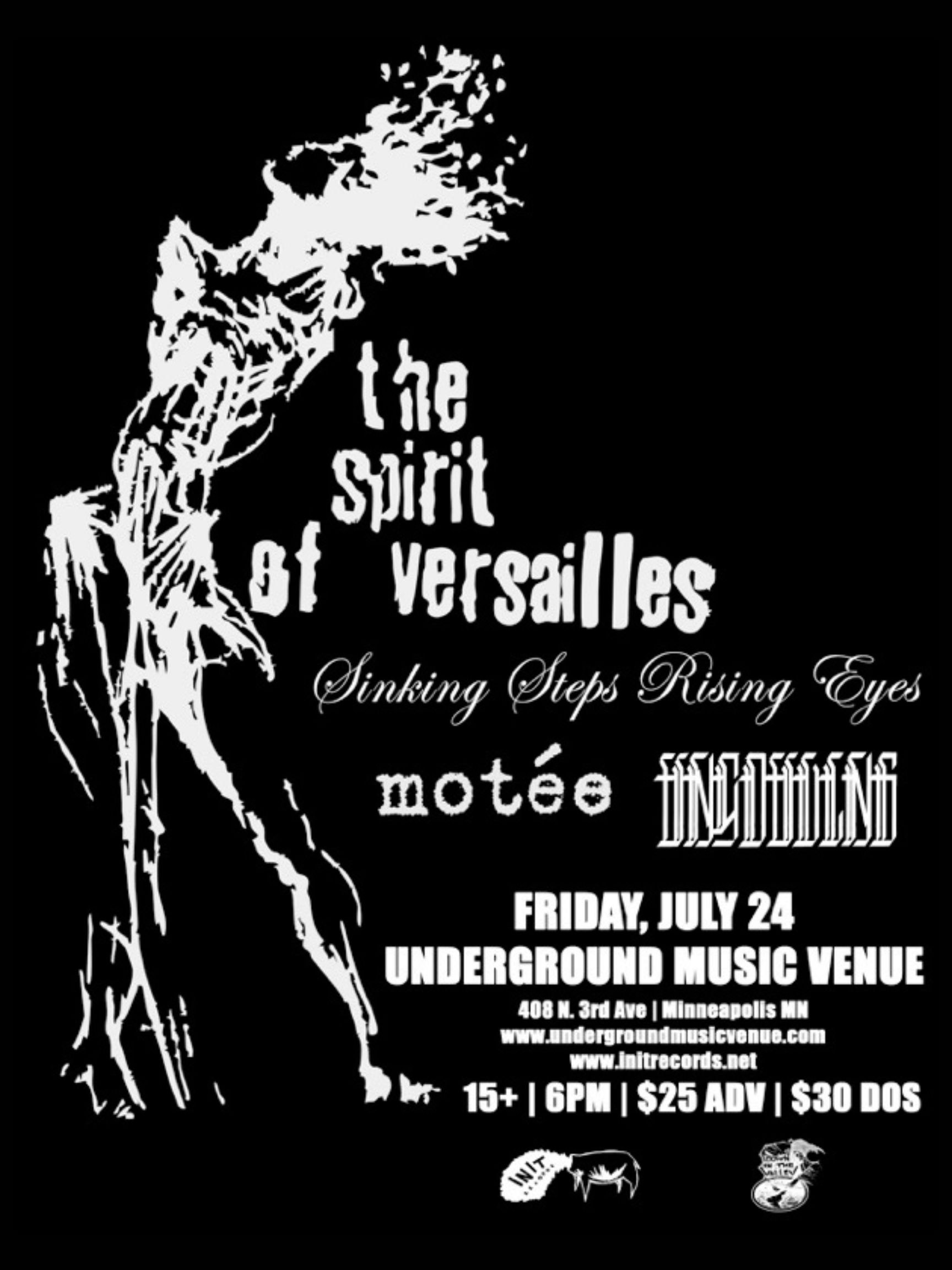 The Spirit Of Versailles, Sinking Steps Rising Eyes, Motee, Unsouling flyer