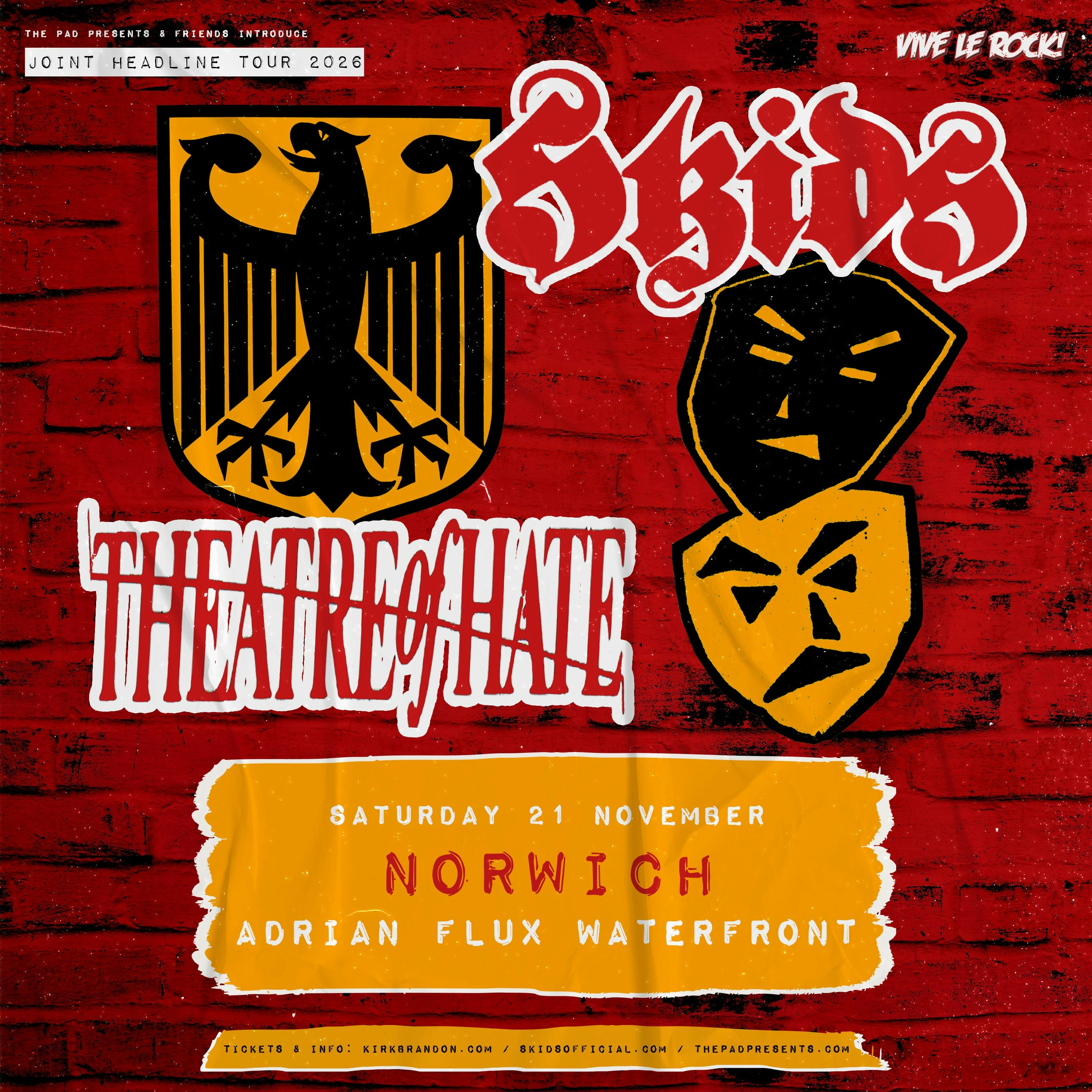 Skids + Theatre Of Hate at The Adrian Flux Waterfront, Norwich
