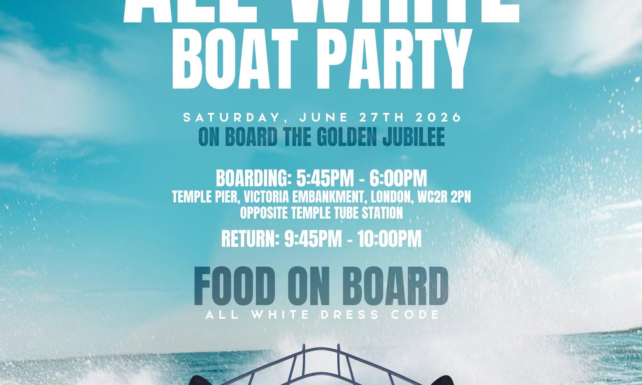 Over 25s All White Boat Party