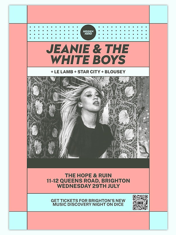 Jeanie & The White Boys + Le Lamb + Blousey + more