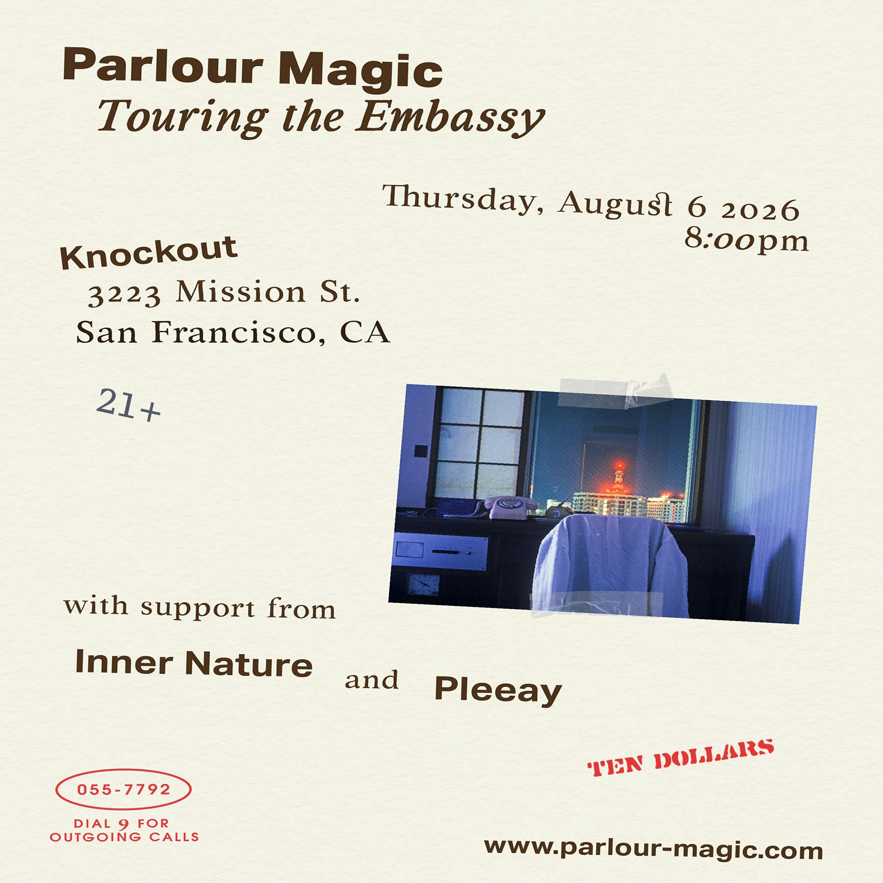 PARLOUR MAGIC (NEW YORK) + INNER NATURE + PLEEAY - The Knockout