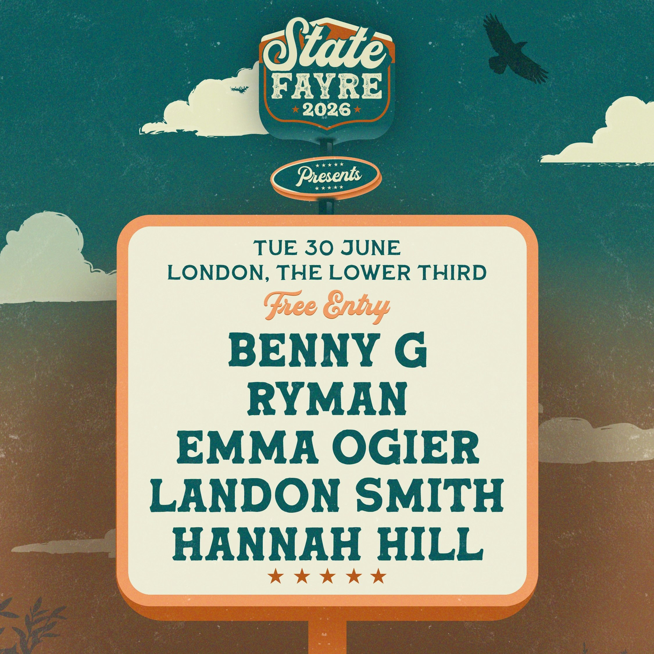 State Fayre Presents | Benny G, RYMAN, Emma Ogier, Landon Smith and Hannah Hill at The Lower Third