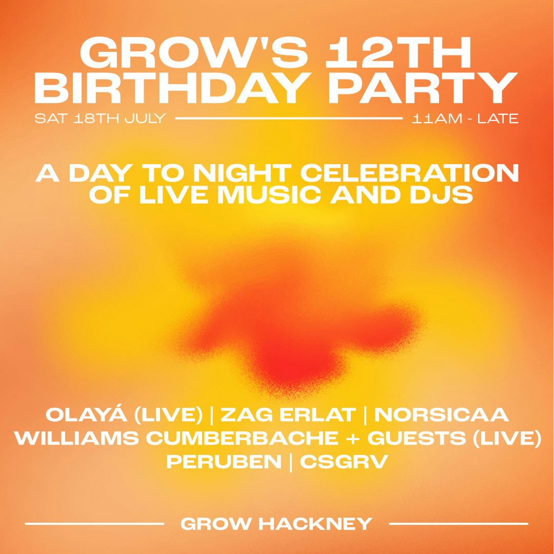 Grow's 12th Birthday - Tickets on the door