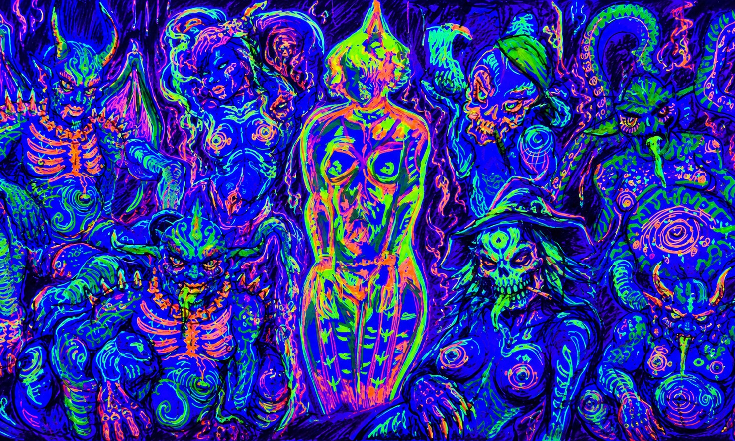 Halloween Neon Model Experience! Life Drawing