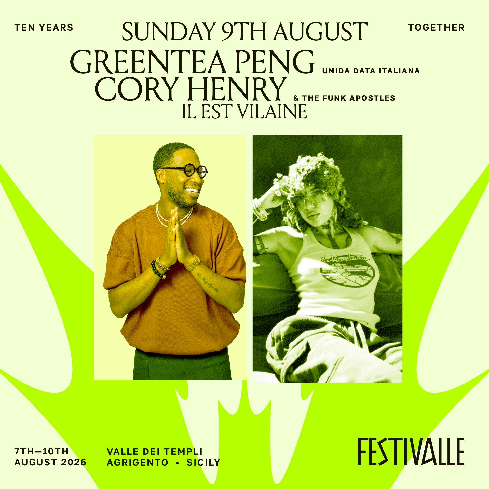 9 agosto Main Stage Pass | Greentea Peng + Cory Henry live + Il Est Vilaine | FestiValle 2026