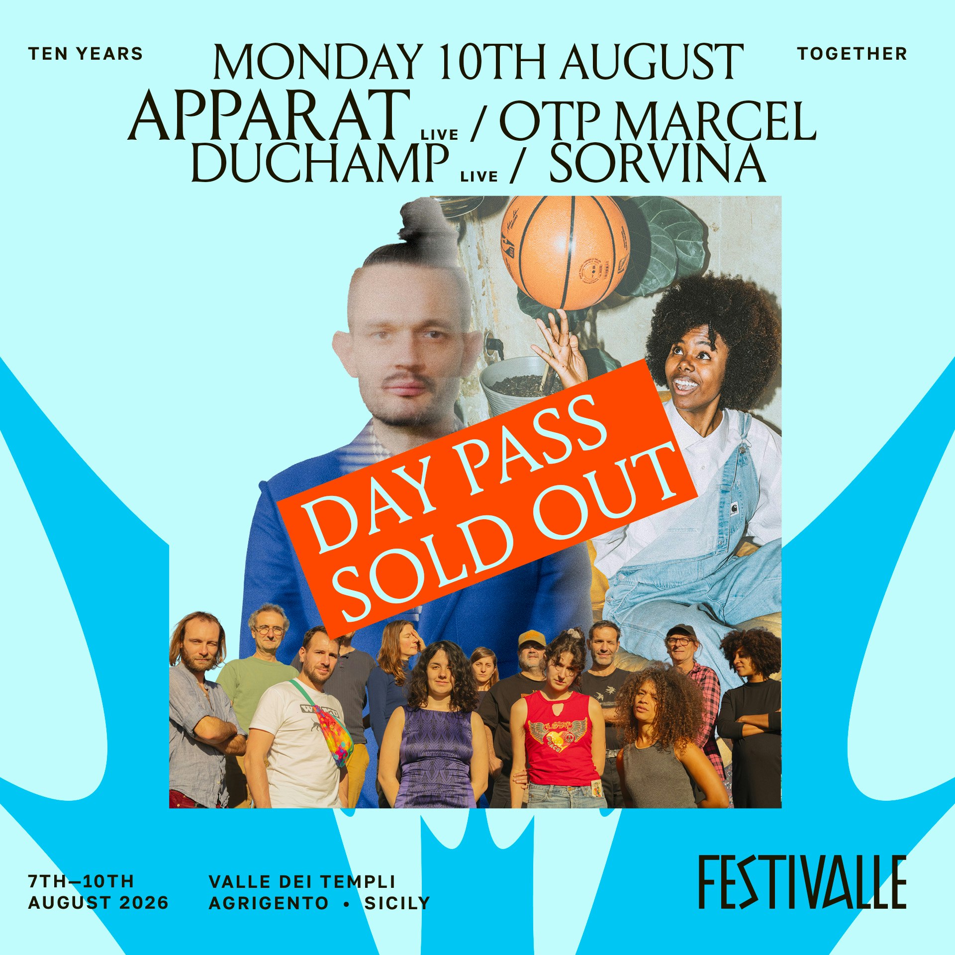 10 agosto Day Pass • Sunset 360 + Main Stage | Apparat live + Orchestre tp Marcel Duchamp + Sorvina + more • FestiValle 2026