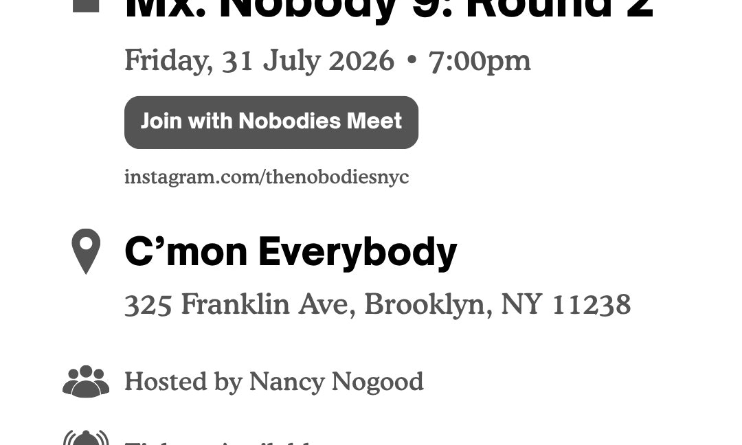 Mx. Nobody 9: Round 2