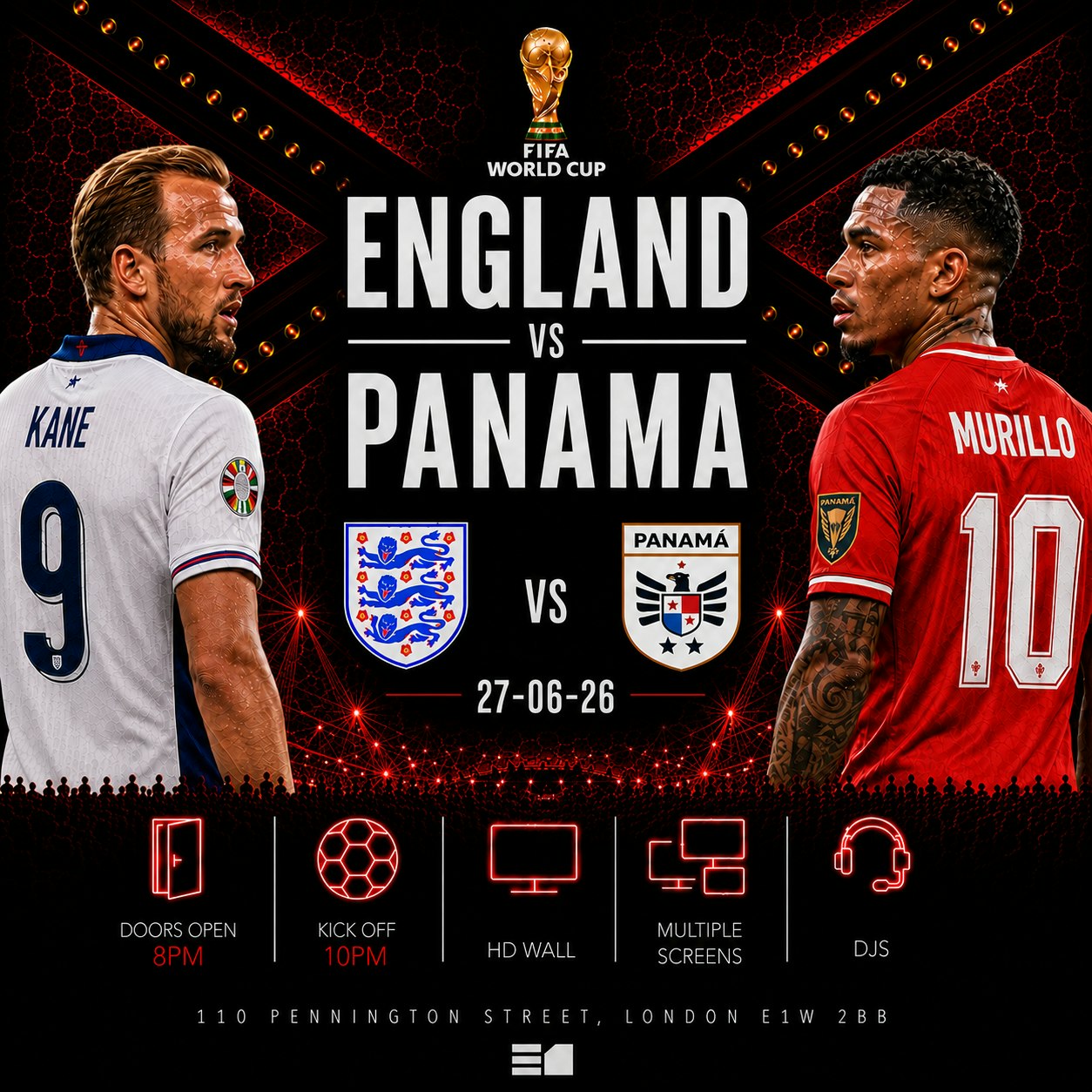 England and Panama - Game on. Party after