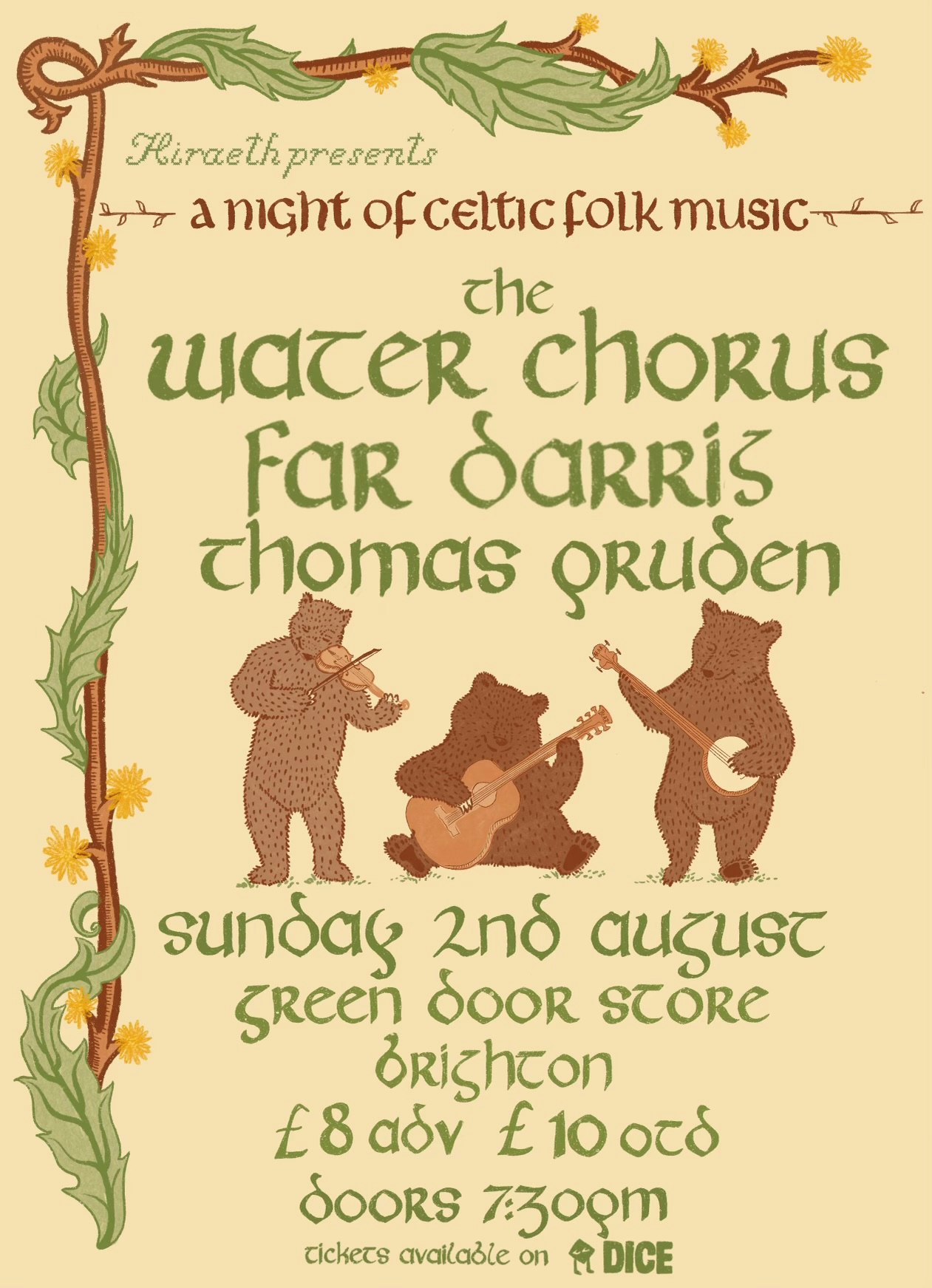 A Night Of Celtic Folk Music Tickets | £8 | 2 Aug @ Green Door