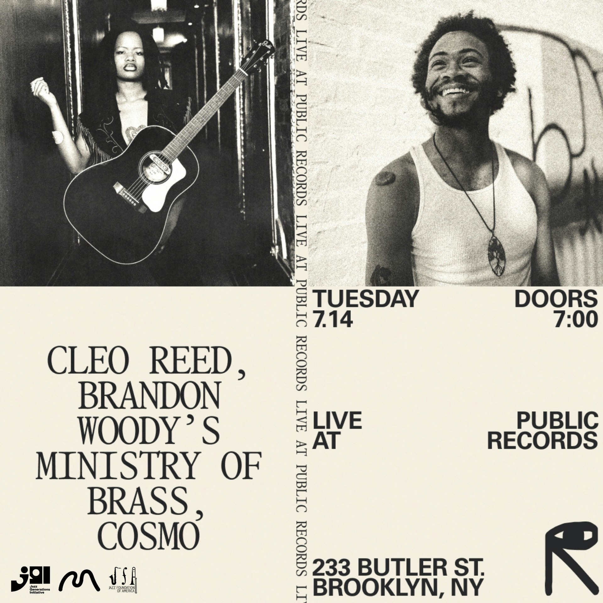 Savannah Harris presents DUAL: Cleo Reed, Brandon Woody’s Ministry of Brass, Cosmo at Public Records