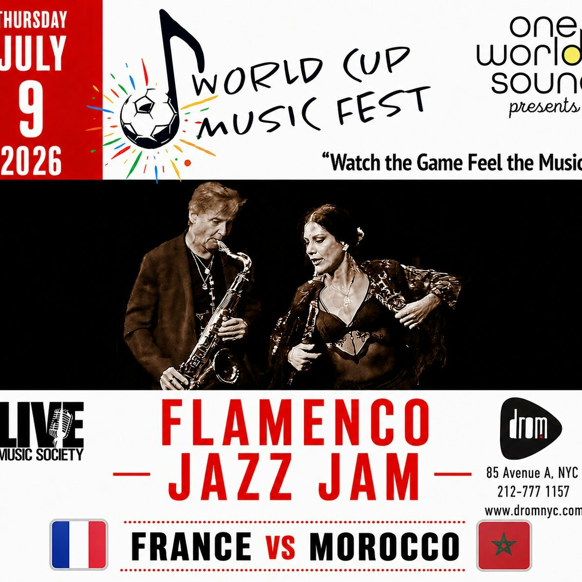 World Cup Music Fest: France vs Morocco: Live music w/ Flamenco Jazz Jam