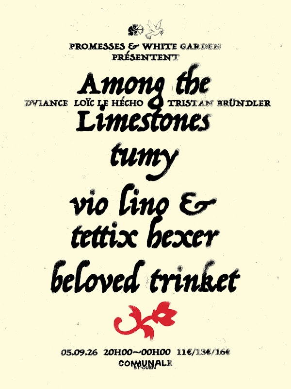 Promesses x White Garden : Among the Limestones, tumy, vio lino & tettix hexer, beloved trinket