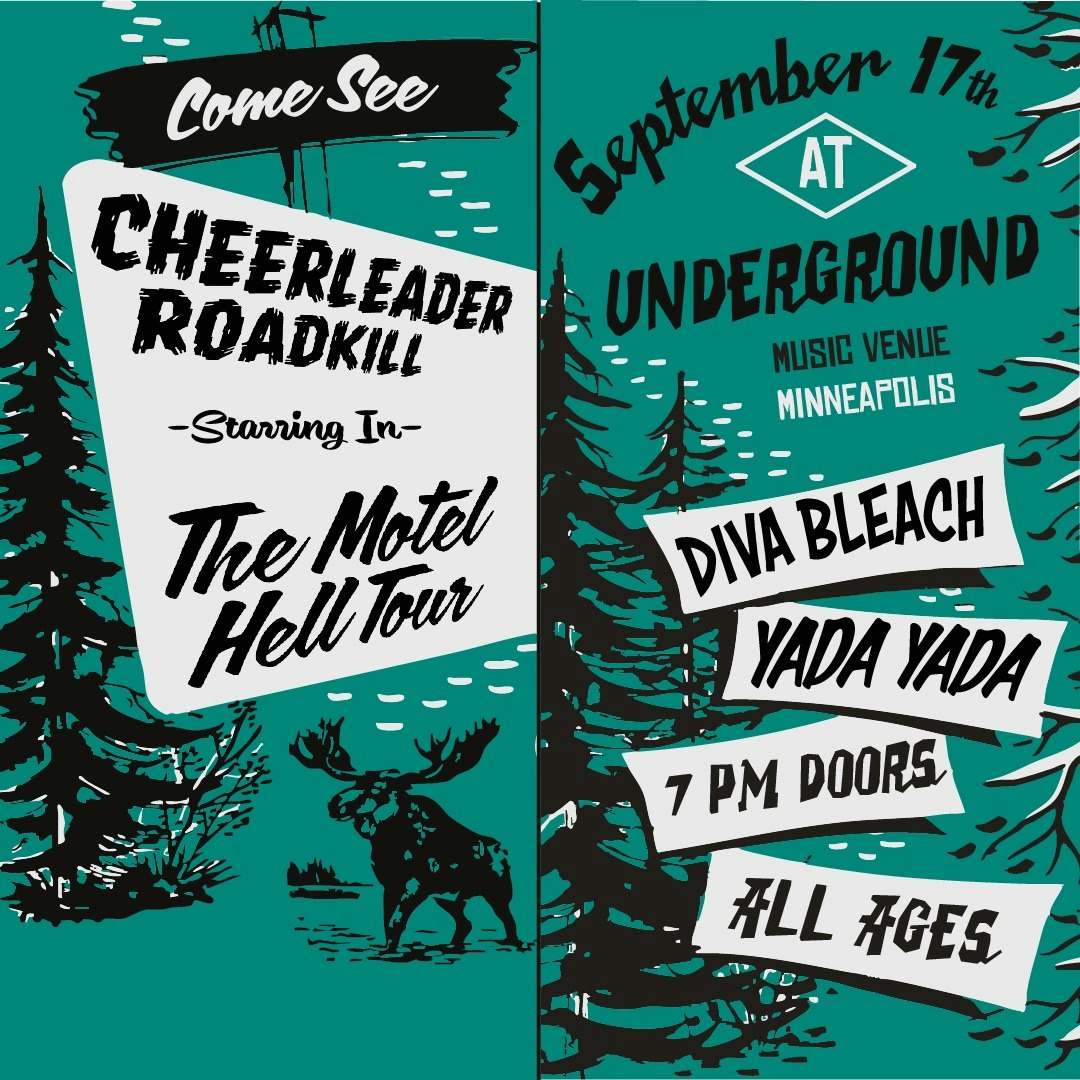 Appleseed, Yada Yada, Diva Beach, Cheerleader Roadkill flyer