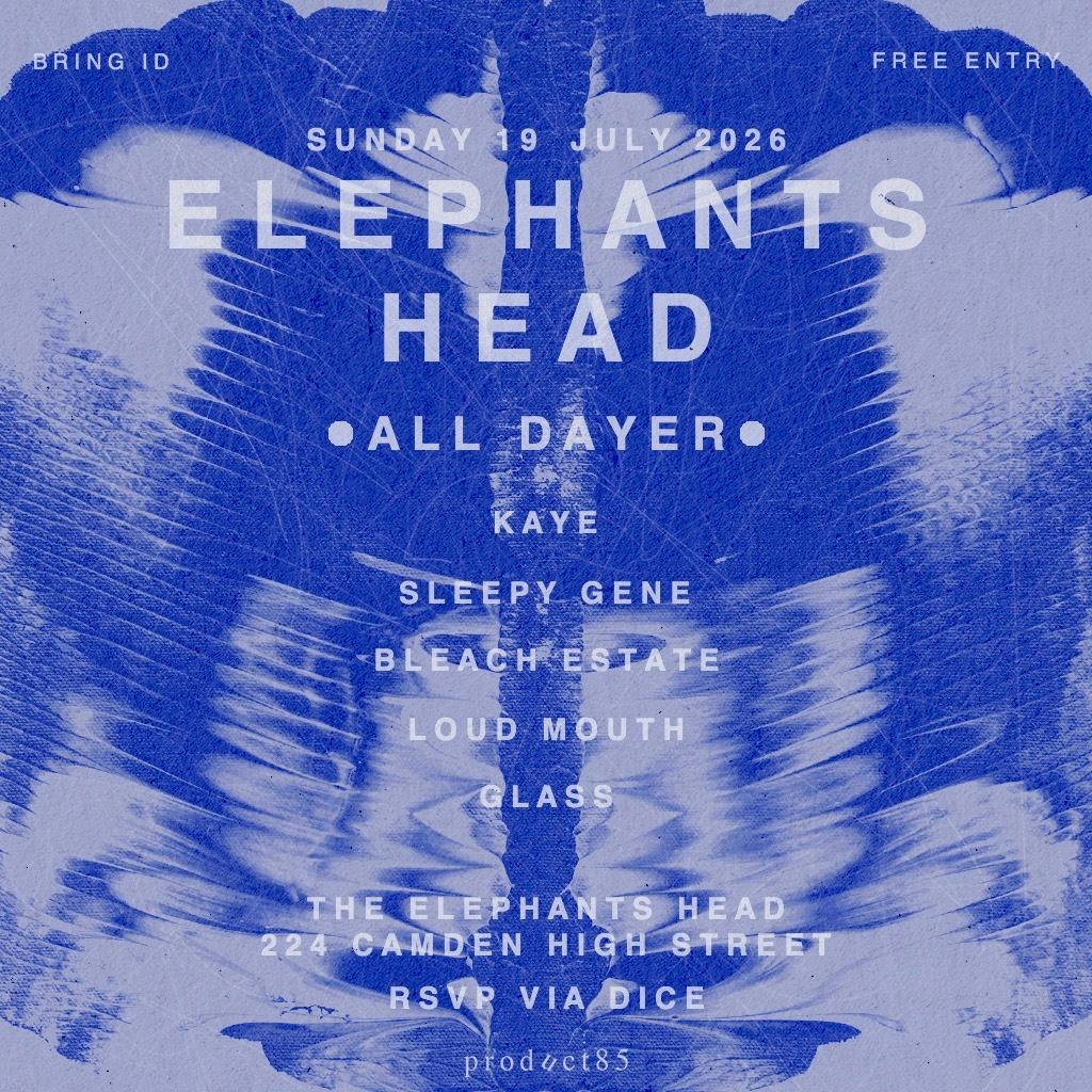 Elephants Head all dayer with KAYE, Sleepy Gene, Bleach Estate, Loud Mouth + Glass