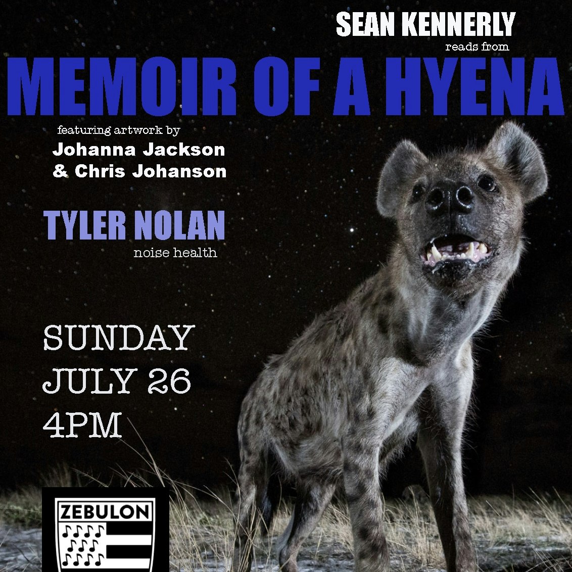 IN THE CAFE: Sean Kennerly reads from “Memoir of a Hyena”