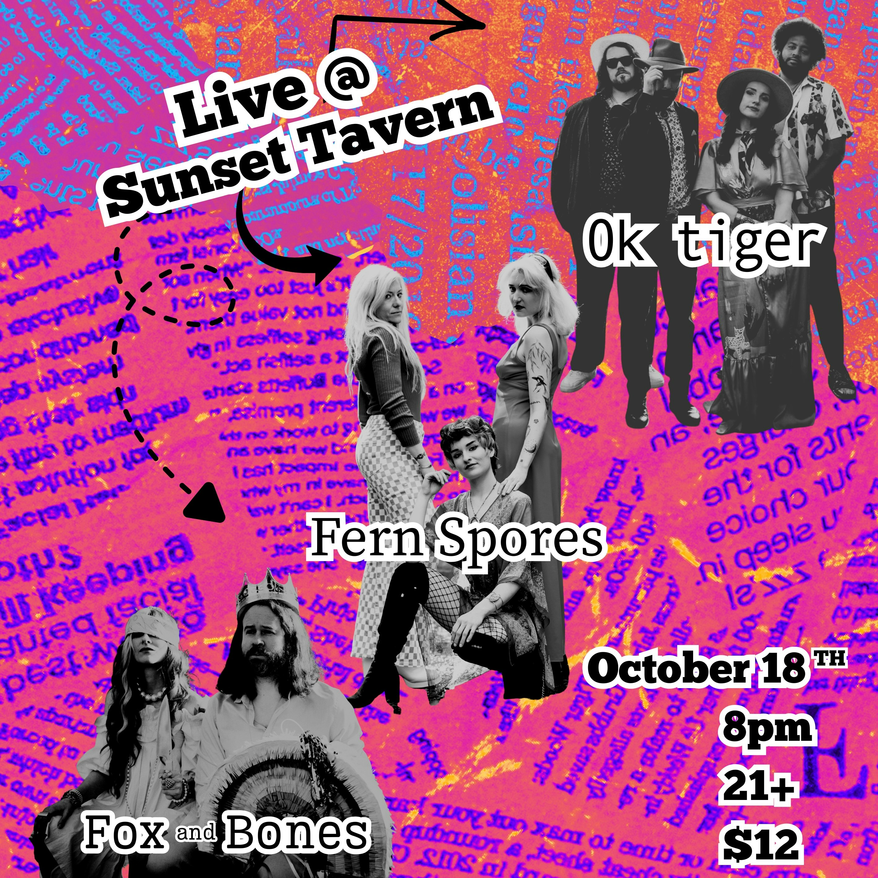 Fox and Bones, Fern Spores, OK Tiger at The Sunset Tavern