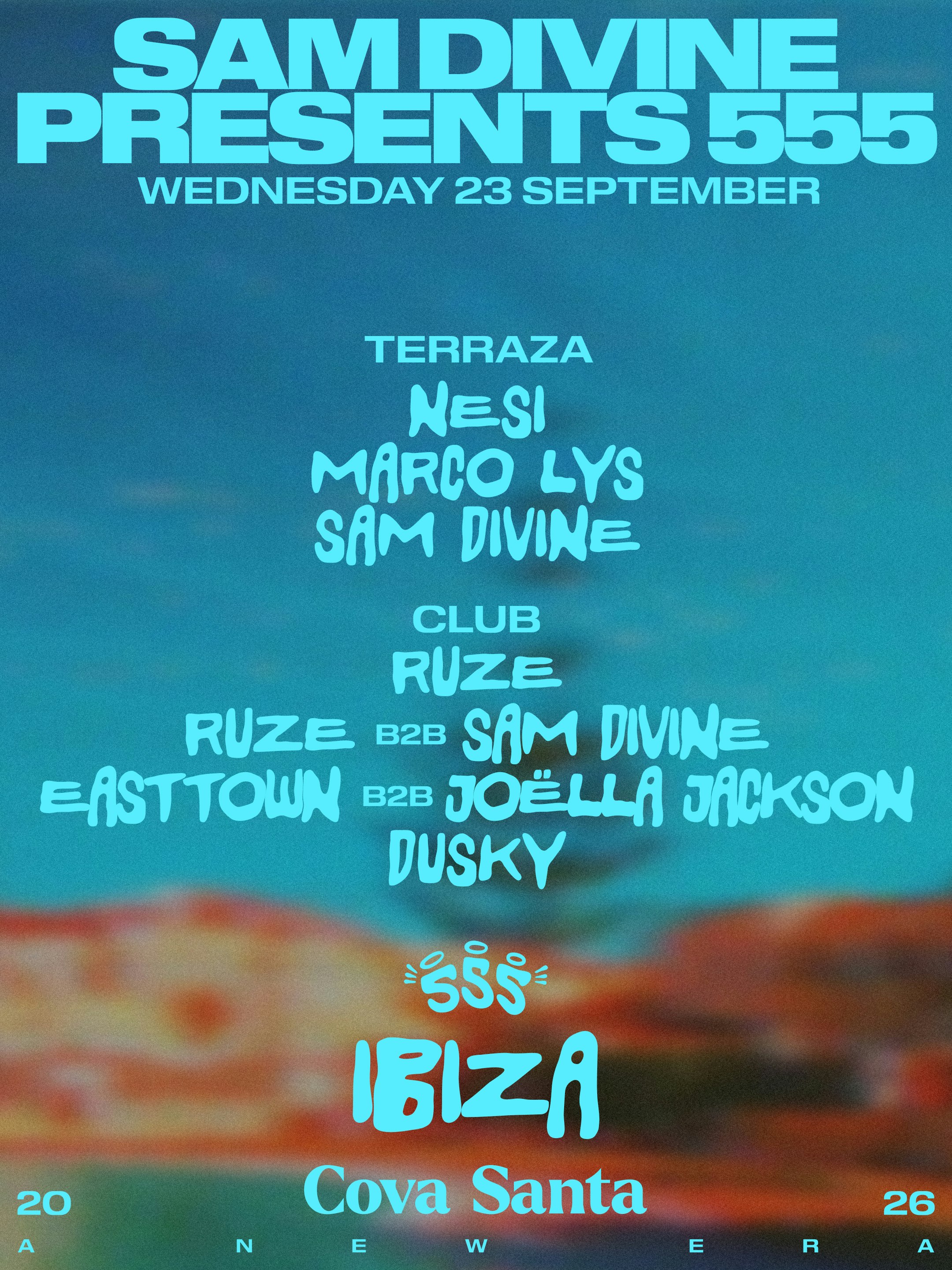 Sam Divine presents 555 Tickets | 23 Sept | Cova Santa Ibiza