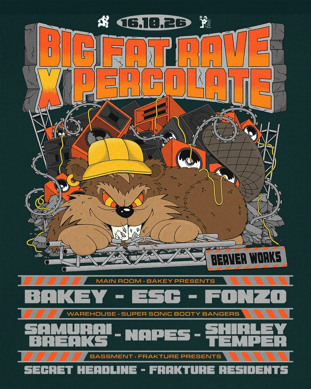 Big Fat Beaverworks Rave with Bakey, Samurai Breaks, Napes, Esc, at Beaver Works, Leeds