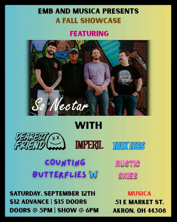 EMB Fall Showcase ft. So Nectar, Dearest Friend, Imperil, Talk Less, Counting Butterflies, Rustic Skies